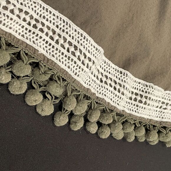 ~ Tommy Bahama 12mo Dress Cotton Crochet Lined Sleeveless Boho Olive PomPom Trim - Picture 4 of 11